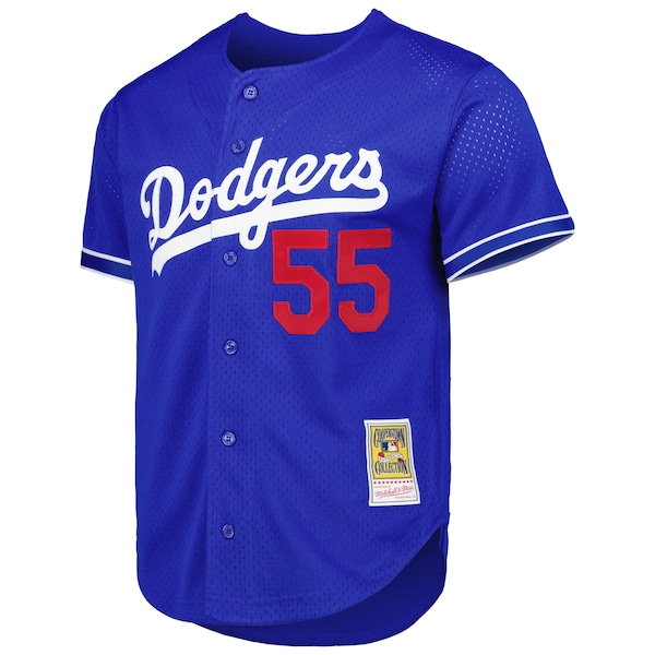 Men's Los Angeles Dodgers Orel Hershiser Mitchell & Ness Royal Cooperstown Collection Mesh Batting Practice Button-Up Jersey