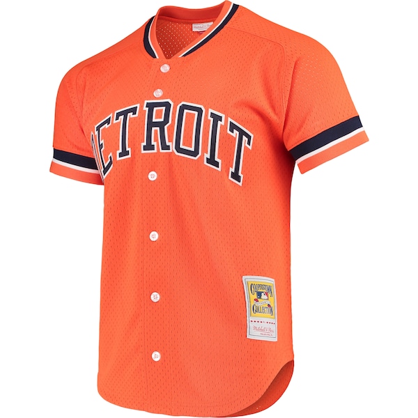 Men's Detroit Tigers Kirk Gibson Mitchell & Ness Orange Cooperstown Collection Mesh Batting Practice Button-Up Jersey