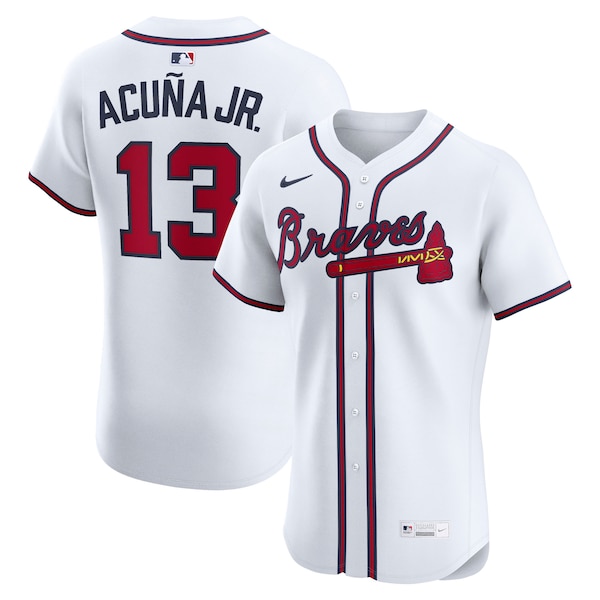 Men's Atlanta Braves Ronald Acu?a Jr. Nike White Home Elite Player Jersey