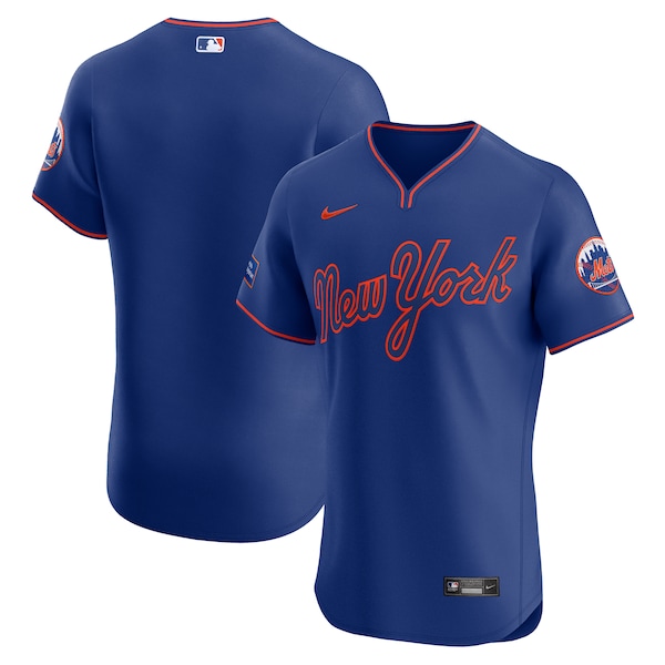 Men's New York Mets Nike Royal Alternate Sponsor Patch Elite Jersey