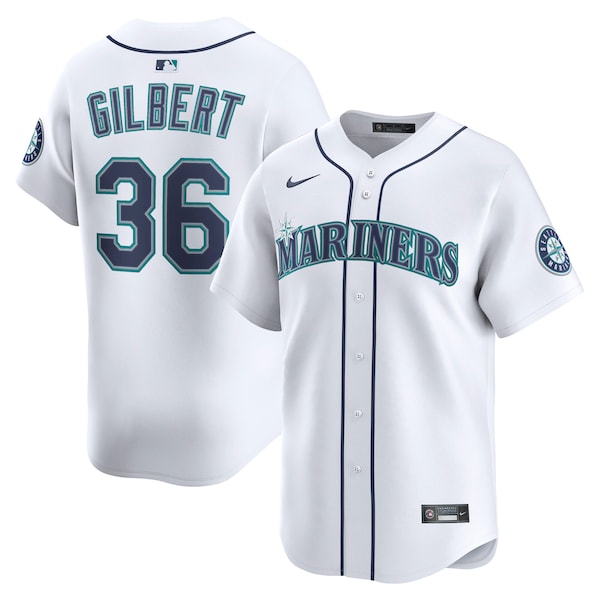 Men's Seattle Mariners Logan Gilbert Nike White Home Limited Player Jersey