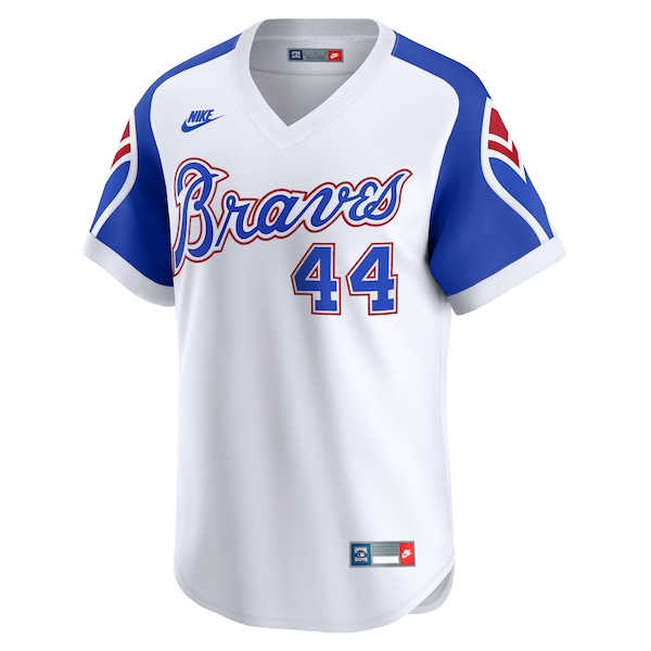 Men's Atlanta Braves Hank Aaron Nike White Throwback Cooperstown Limited Jersey