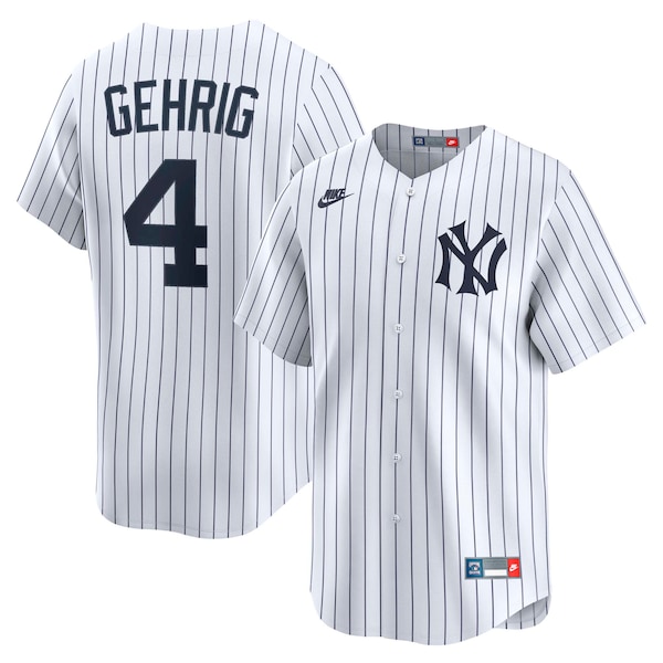 Men's New York Yankees Lou Gehrig Nike White Throwback Cooperstown Collection Limited Jersey
