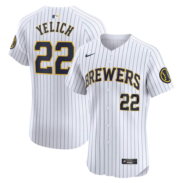 Men's Milwaukee Brewers Christian Yelich Nike White Alternate Alternate Elite Player Jersey