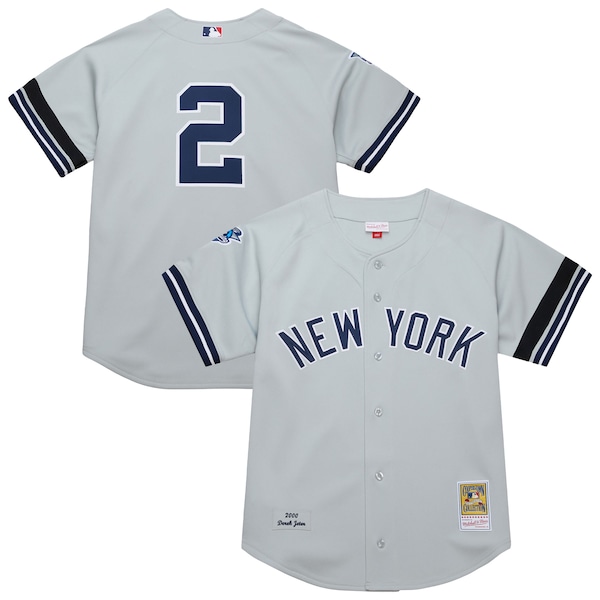 Men's New York Yankees Derek Jeter Mitchell & Ness Gray Cooperstown Collection 2000 World Series Authentic Jersey