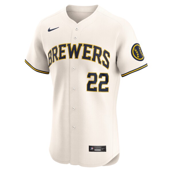 Men's Milwaukee Brewers Christian Yelich Nike Cream Home Elite Player Jersey