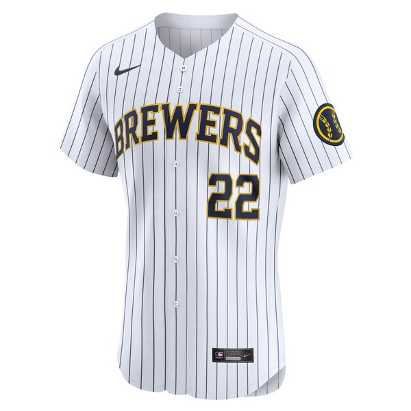 Men's Milwaukee Brewers Christian Yelich Nike White Alternate Alternate Elite Player Jersey