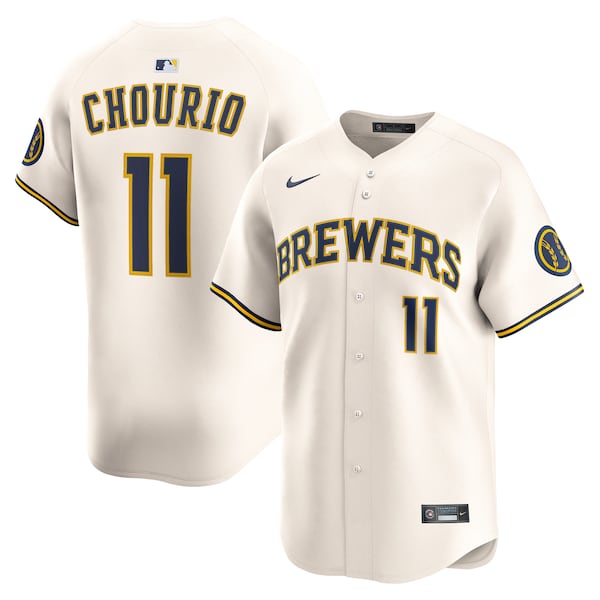 Men's Milwaukee Brewers Jackson Chourio Nike Cream Home Limited Jersey