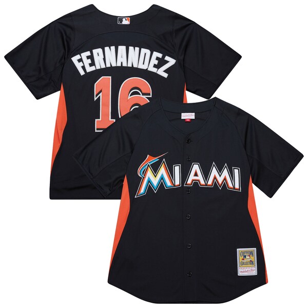 Men's Miami Marlins Jose Fernandez Mitchell & Ness Black Authentic Batting Practice Jersey